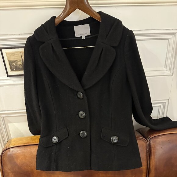 Classiques Entier Merino Wool Black Button-Up Jacket - Size L - Picture 2 of 4